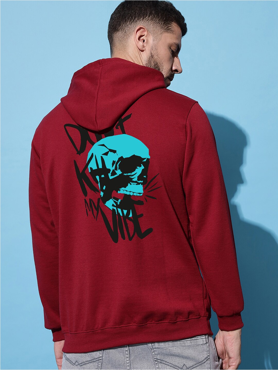 

Imsa Moda Typography Printed Hooded Fleece Sweatshirt, Maroon