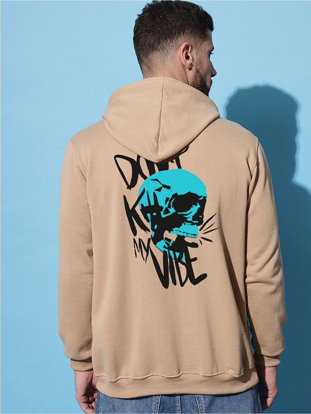 

Imsa Moda Men Beige Printed Hooded Sweatshirt