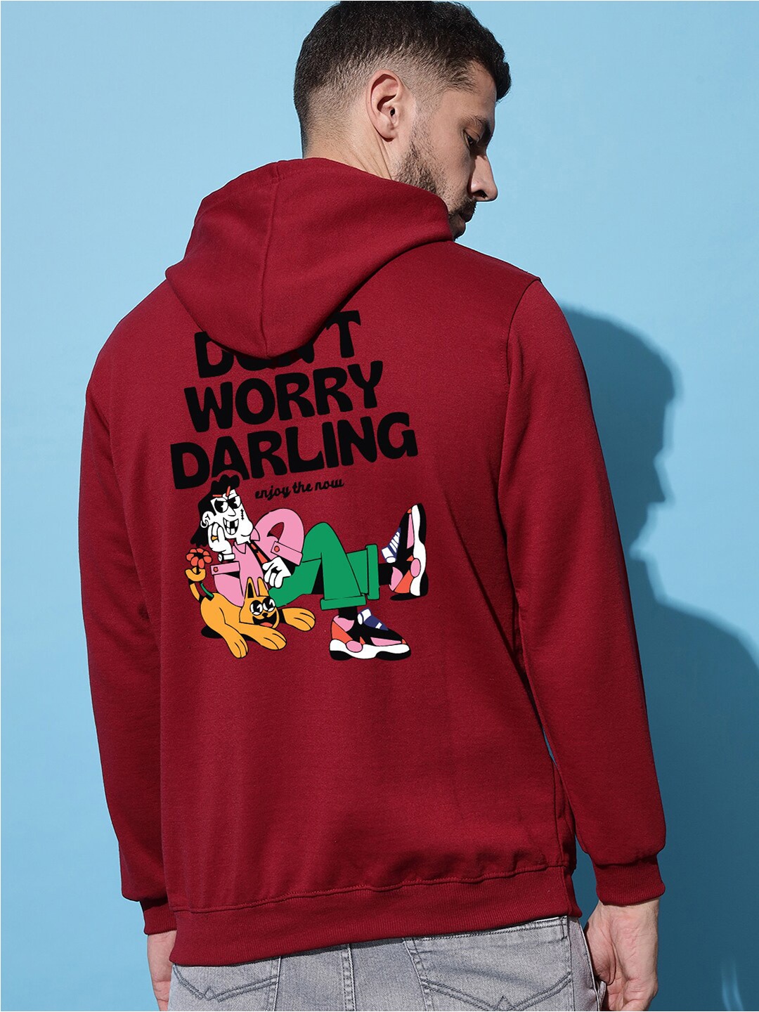 

Imsa Moda Typography Printed Hooded Sweatshirt, Maroon