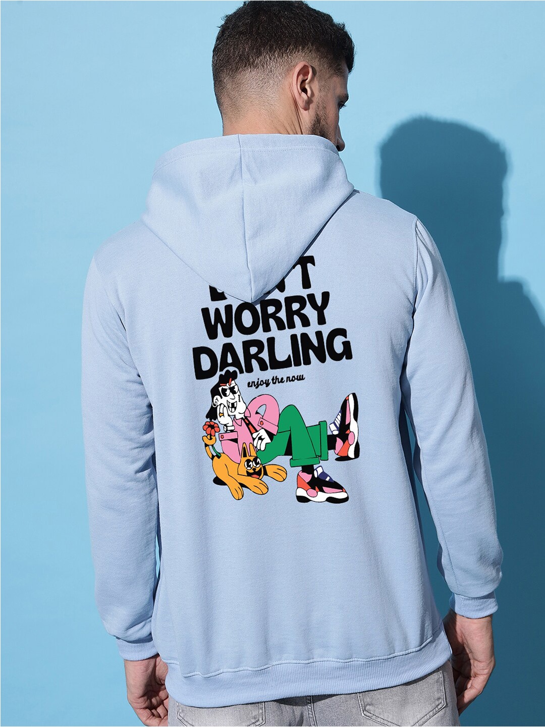 

Imsa Moda Typography Printed Hooded Fleece Sweatshirt, Blue