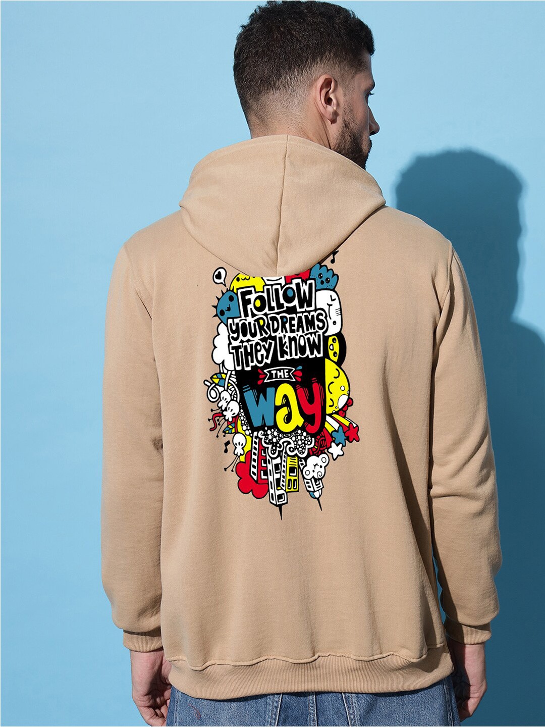 

Imsa Moda Typography Printed Long Sleeves Hooded Sweatshirt, Beige