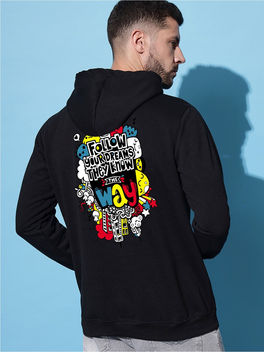 

Imsa Moda Typography Printed Hooded Sweatshirt, Black