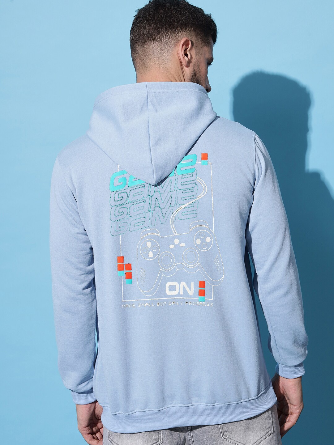 

Imsa Moda Typography Printed Hooded Sweatshirt, Blue