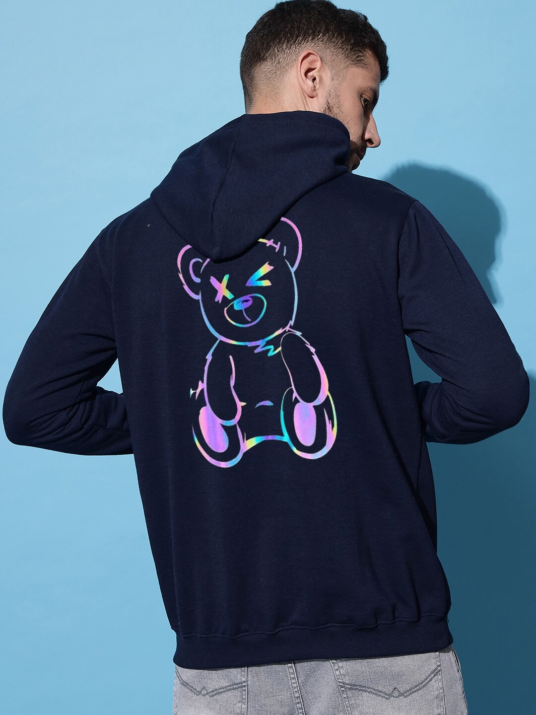 

Imsa Moda Graphic Printed Hooded Fleece Pullover Sweatshirt, Navy blue
