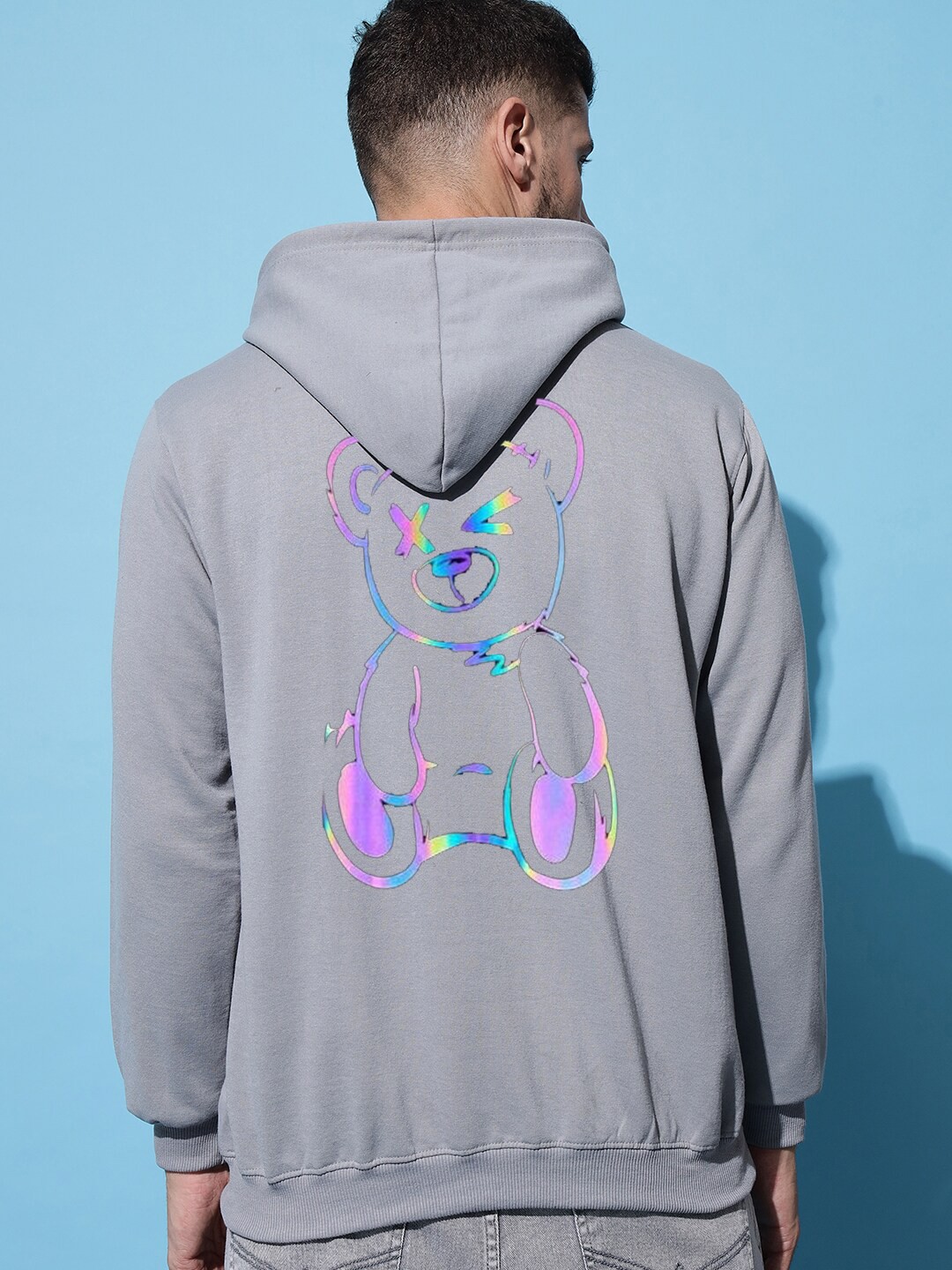 

Imsa Moda Graphic Printed Hooded Fleece Pullover Sweatshirt, Grey