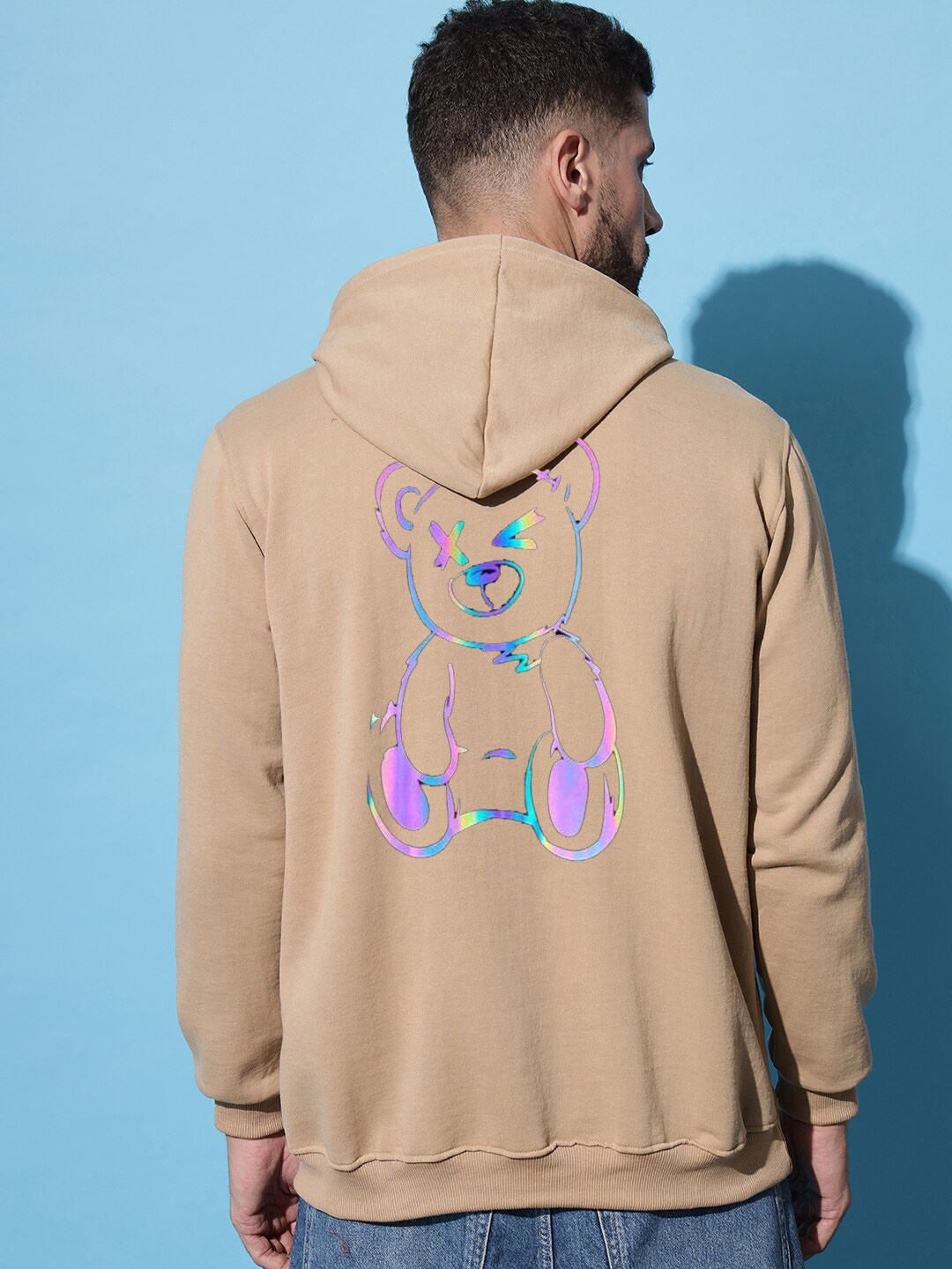 

Imsa Moda Graphic Printed Fleece Hooded Sweatshirt, Beige