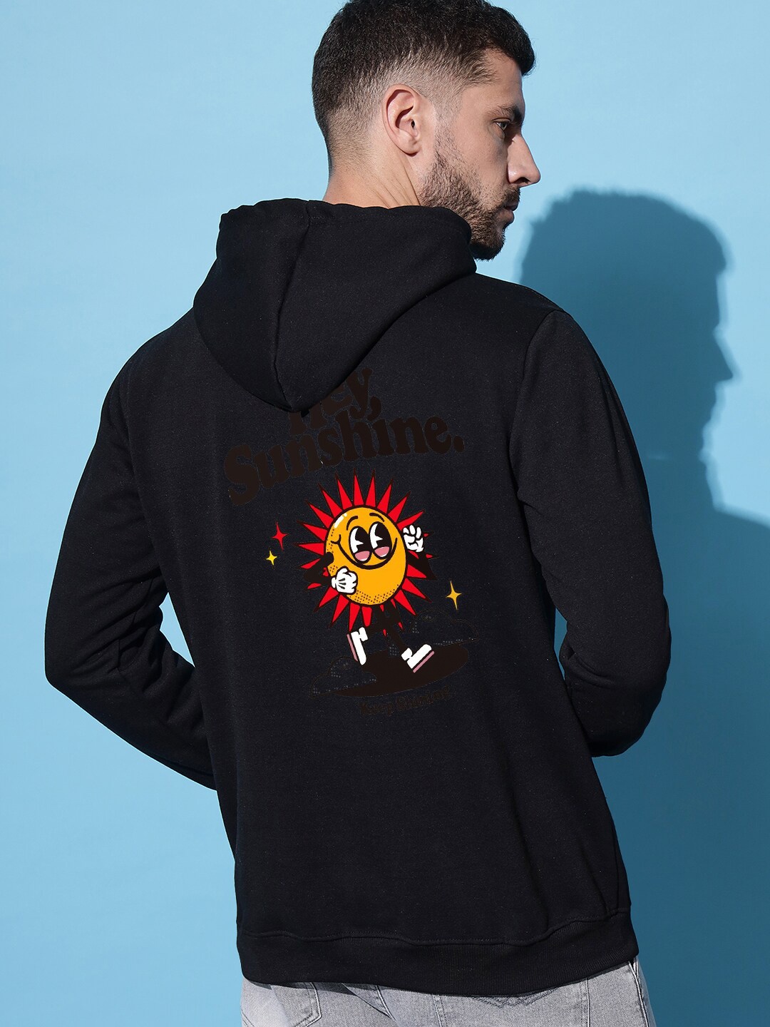 

Imsa Moda Graphic Printed Hooded Fleece Pullover Sweatshirt, Black
