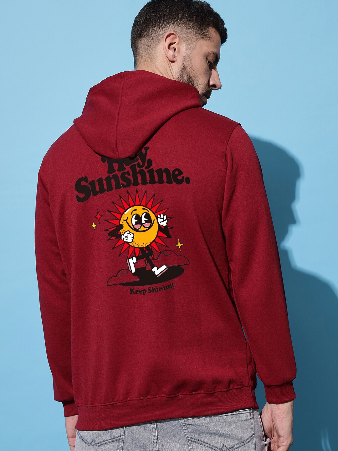 

Imsa Moda Typography Printed Hooded Fleece Sweatshirt, Maroon