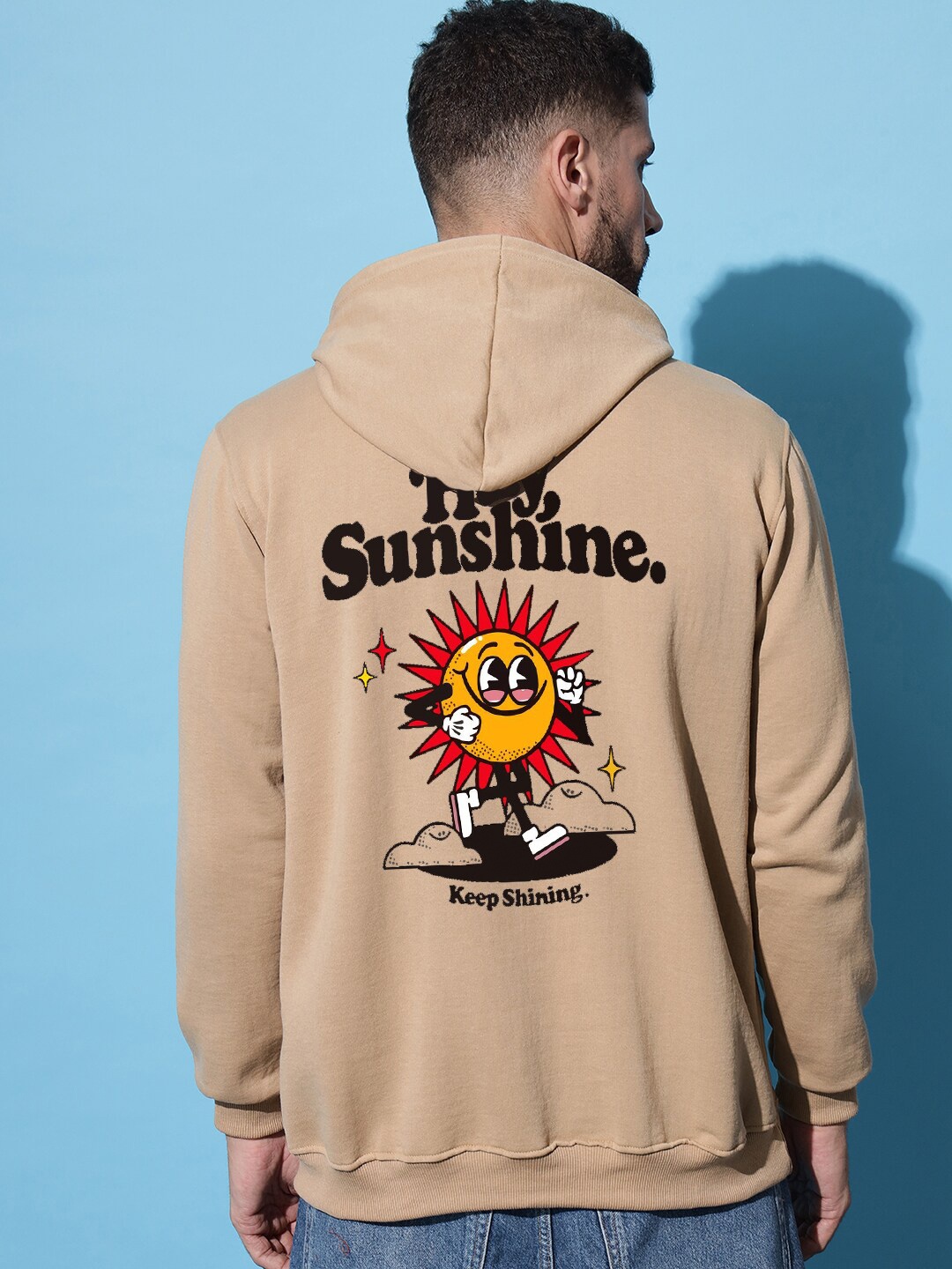 

Imsa Moda Typography Printed Hooded Fleece Sweatshirt, Beige