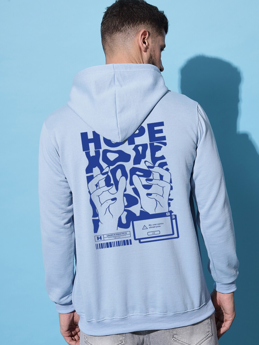 

Imsa Moda Typography Printed Hooded Fleece Pullover, Blue