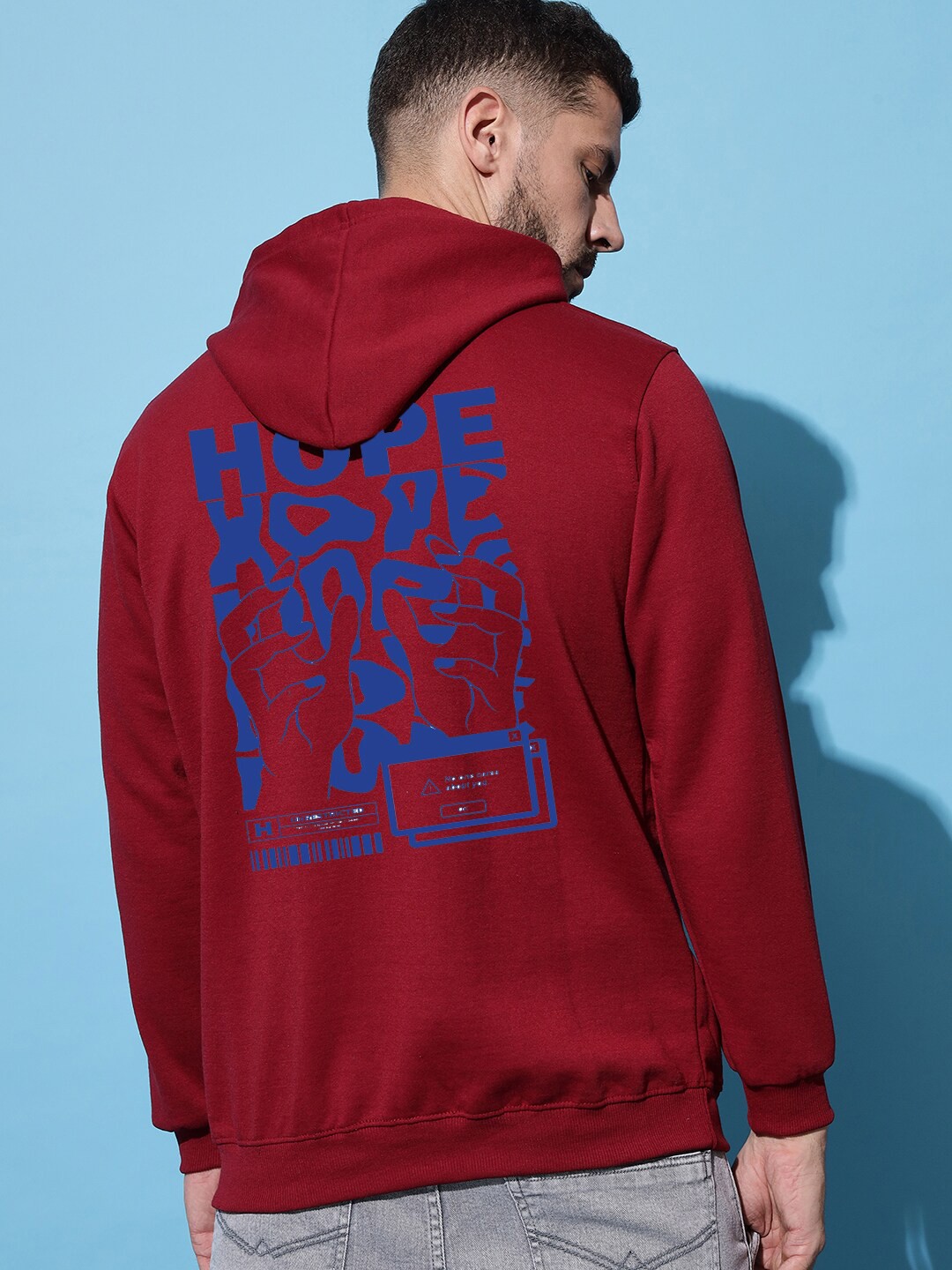 

Imsa Moda Typography Printed Hooded Sweatshirt, Maroon