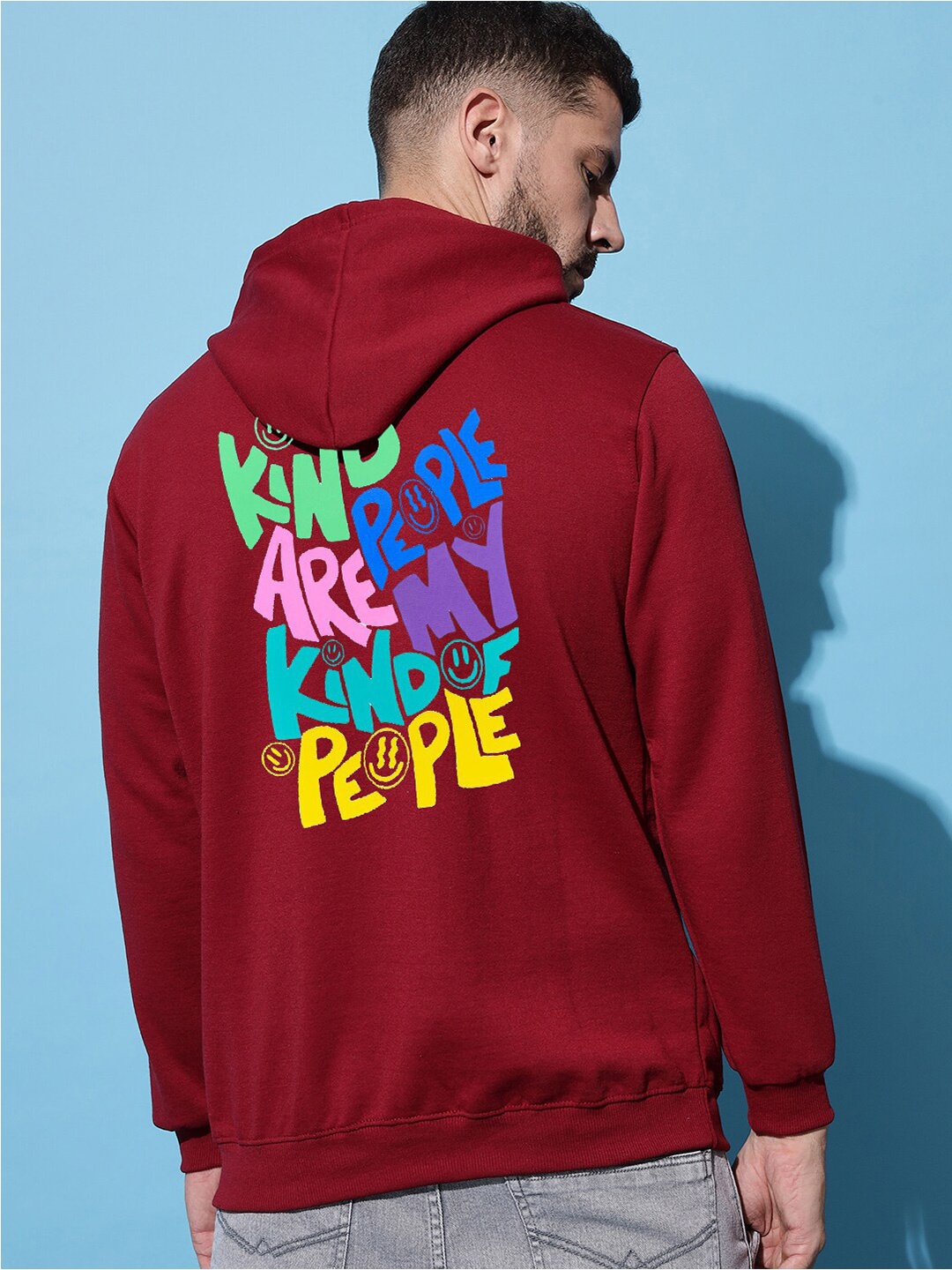 

Imsa Moda Typography Printed Long Sleeves Hooded Sweatshirt, Maroon