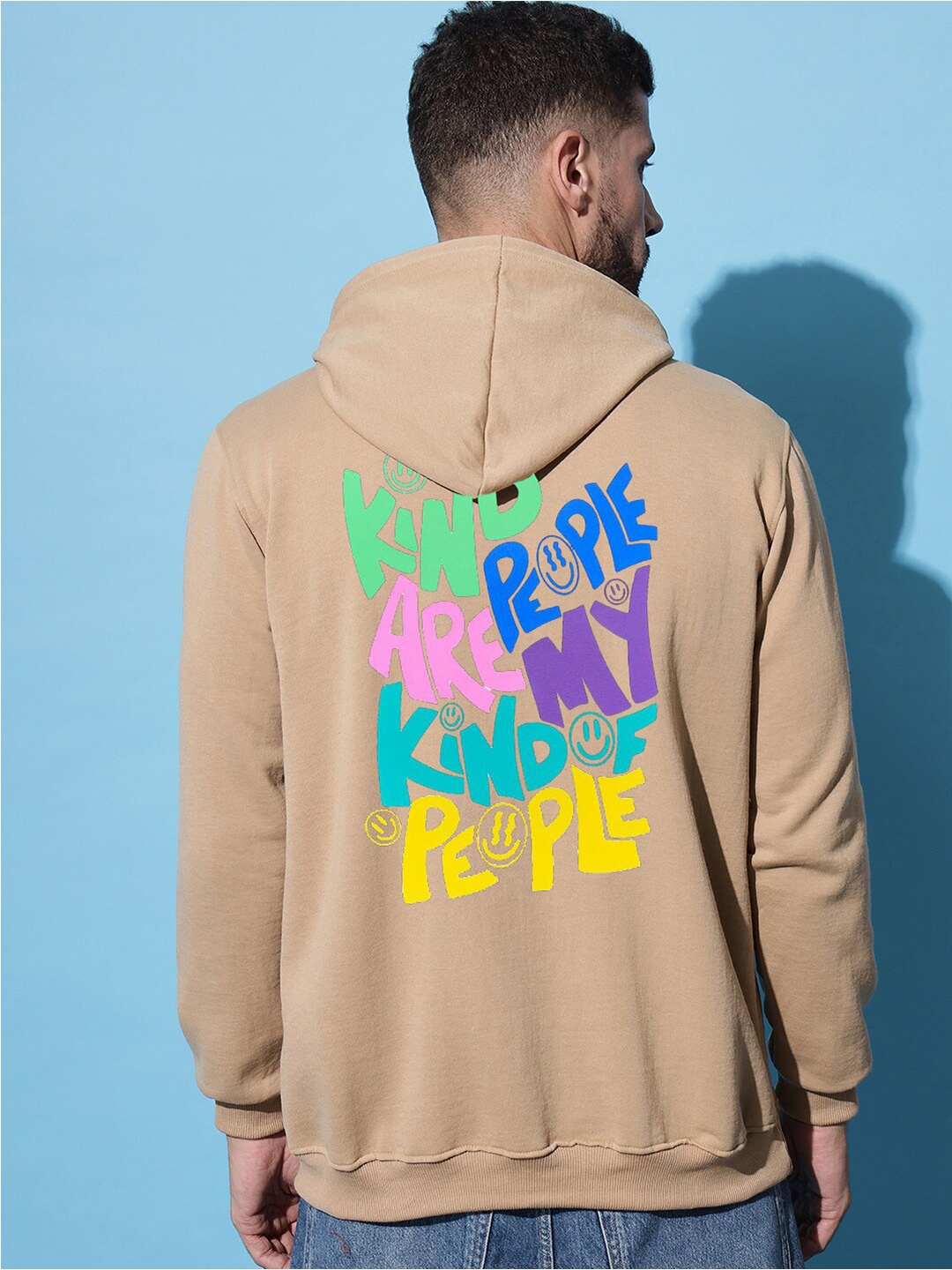 

Imsa Moda Typography Printed Hooded Fleece Sweatshirt, Beige