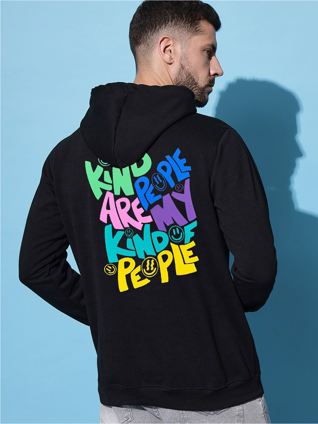 

Imsa Moda Typography Printed Hooded Fleece Sweatshirt, Black