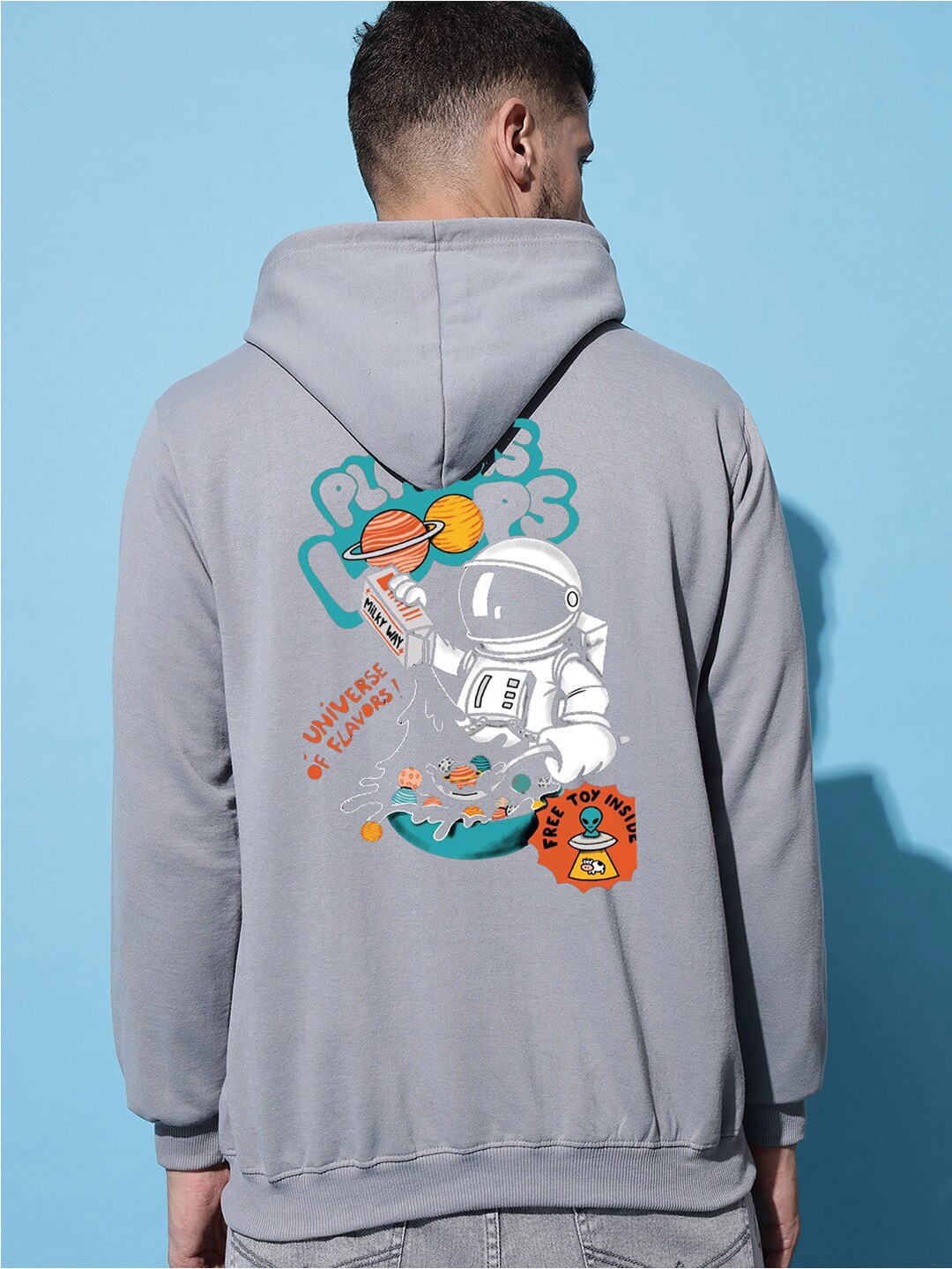 

Imsa Moda Graphic Printed Fleece Hooded Sweatshirt, Grey