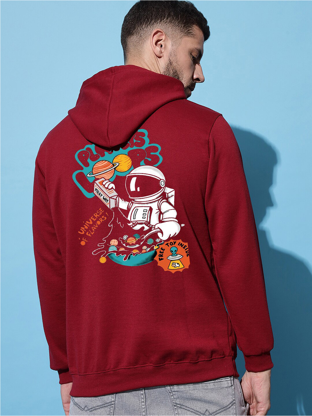 

Imsa Moda Graphic Printed Hooded Pullover, Maroon