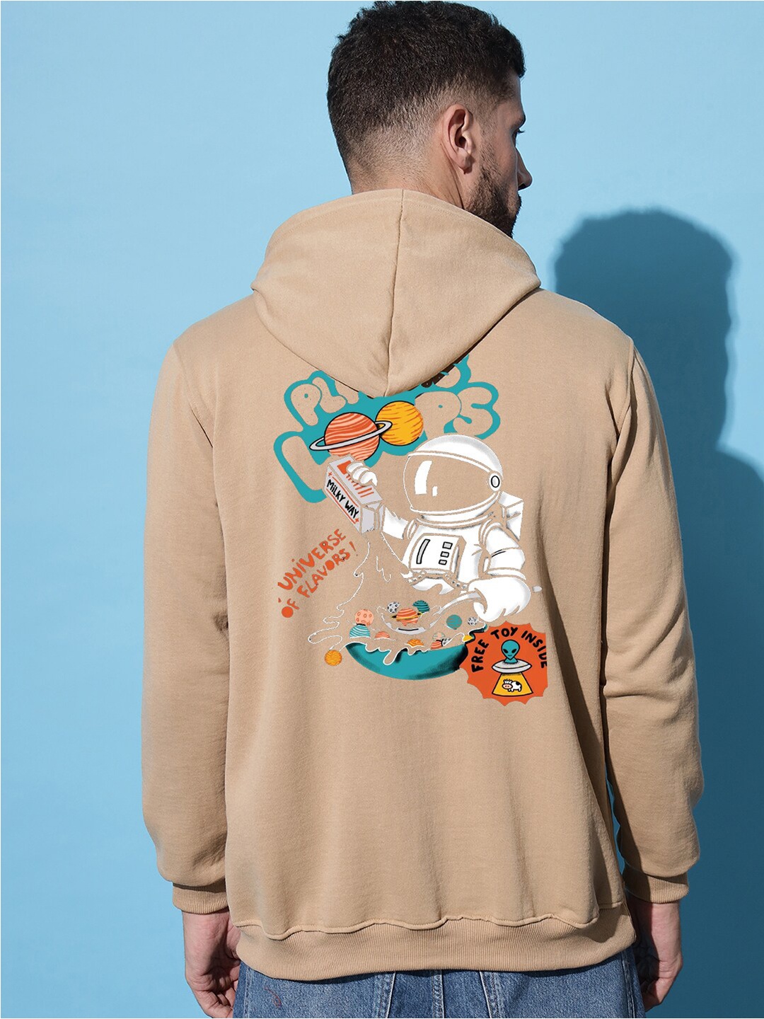 

Imsa Moda Graphic Printed Hooded Pullover, Beige