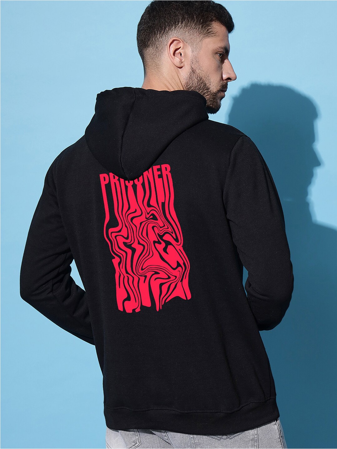 

Imsa Moda Typography Printed Long Sleeves Hooded Sweatshirt, Black