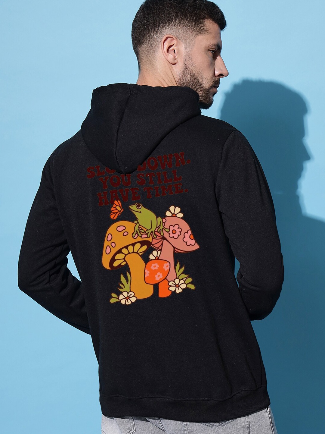 

Imsa Moda Printed Hooded Fleece Sweatshirt, Black