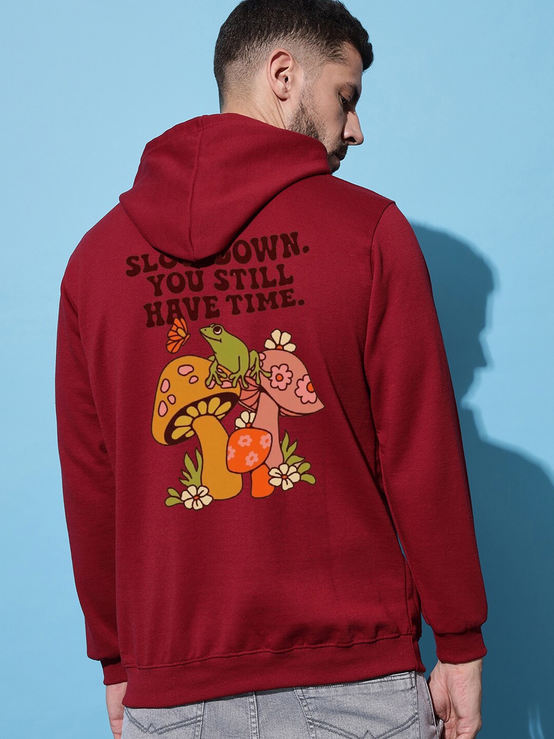 

Imsa Moda Graphic Printed Fleece Hooded Sweatshirt, Maroon