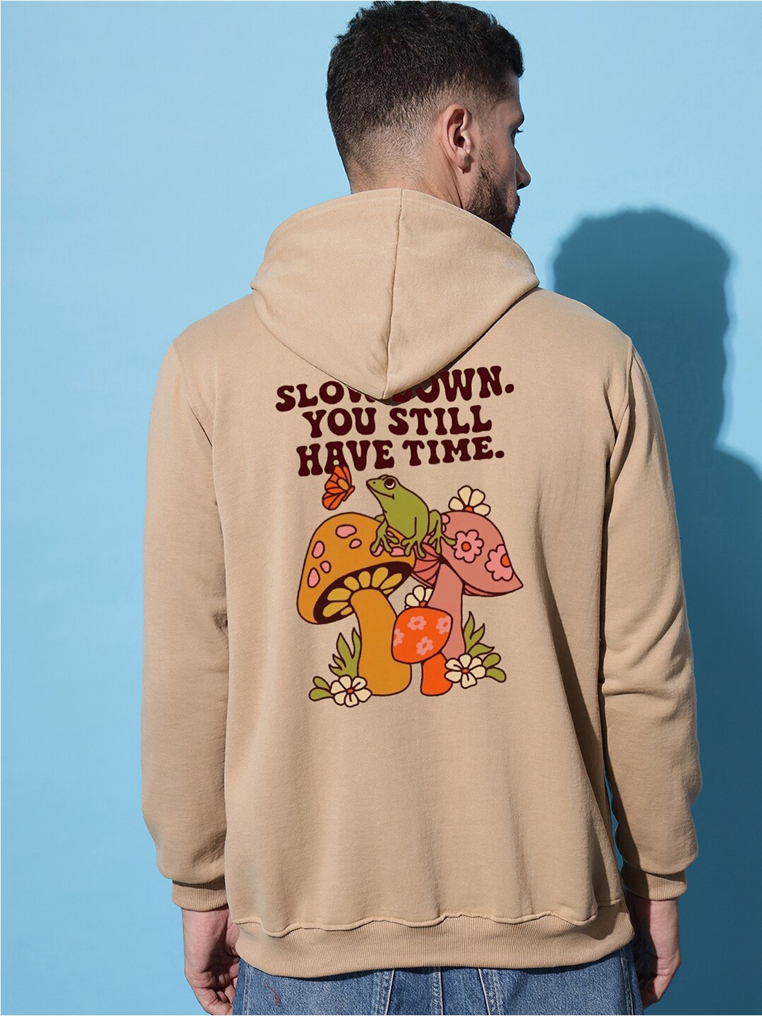 

Imsa Moda Printed Hooded Fleece Sweatshirt, Beige
