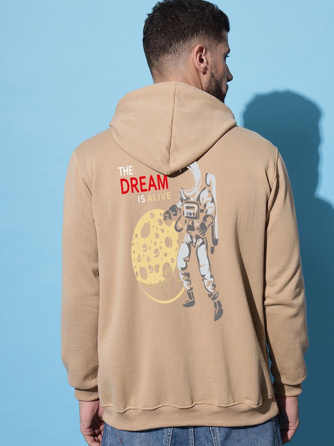 

Imsa Moda Graphic Printed Hooded Fleece Sweatshirt, Beige