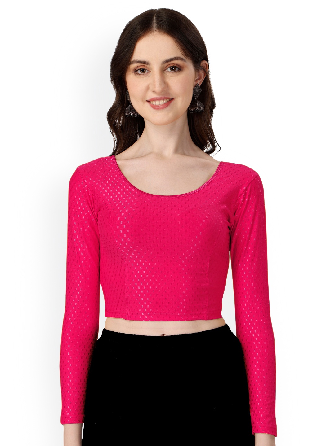 

SCUBE DESIGNS Woven Design Cotton Saree Blouse, Pink