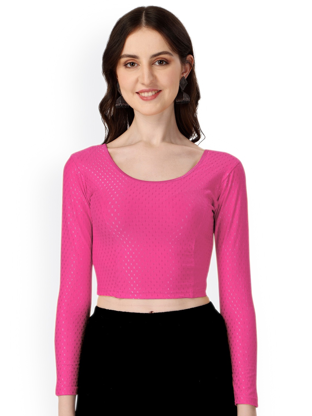 

SCUBE DESIGNS Woven Design Cotton Saree Blouse, Pink