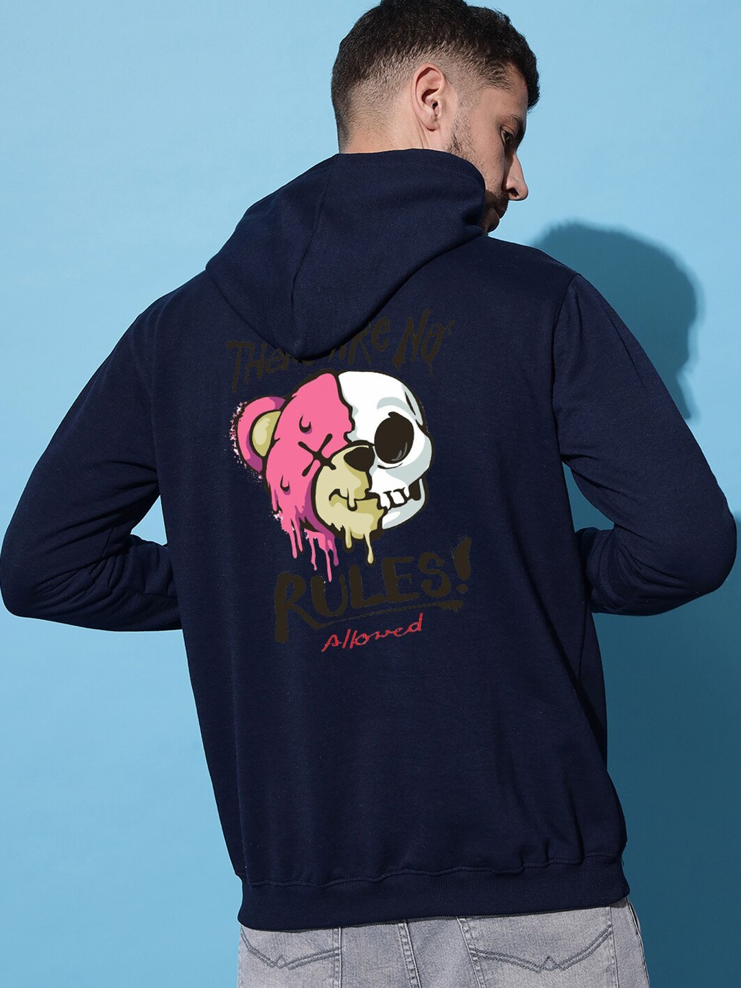 

Imsa Moda Graphic Printed Hooded Fleece Sweatshirt, Navy blue