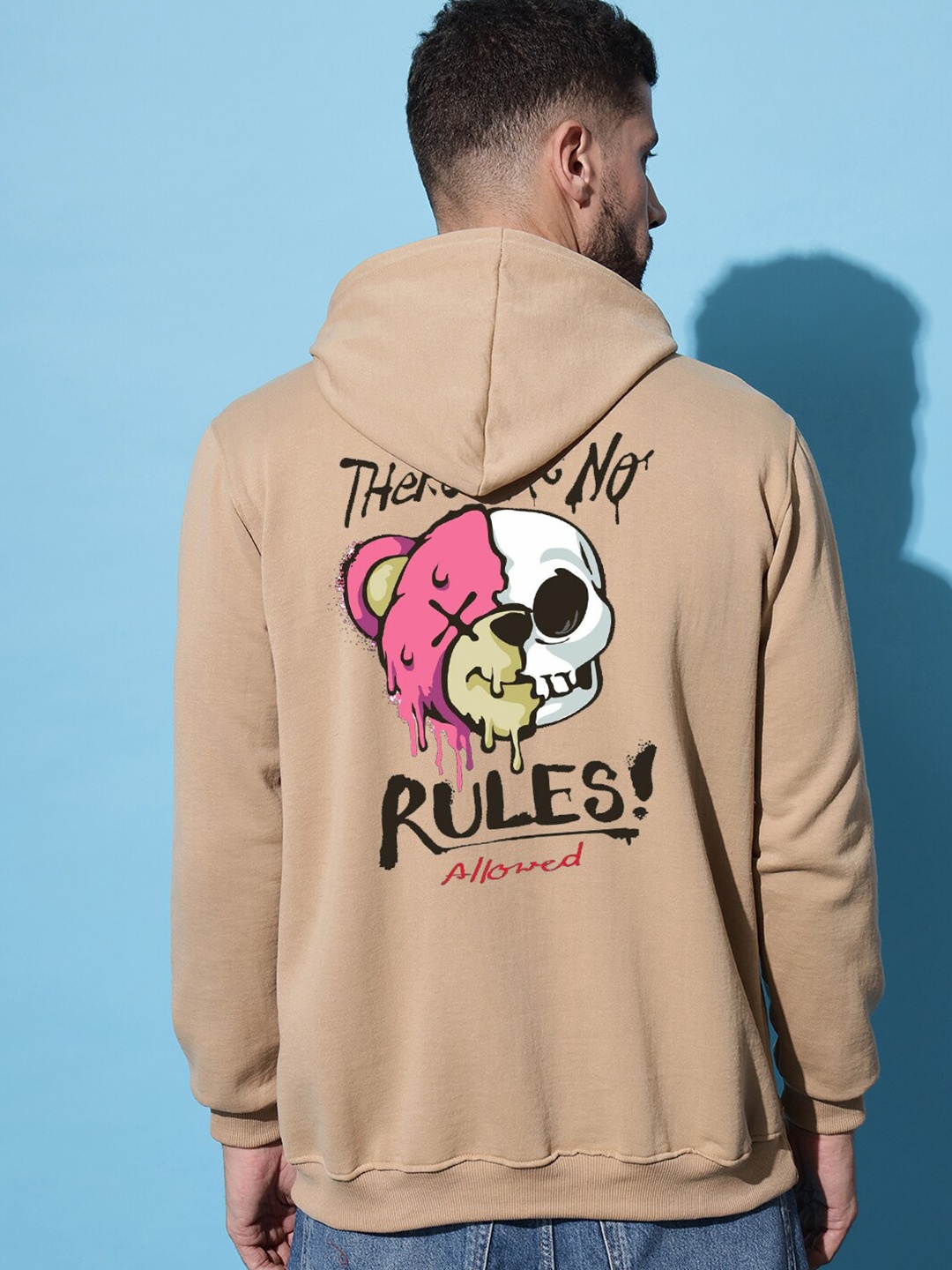 

Imsa Moda Graphic Printed Hooded Fleece Pullover, Beige