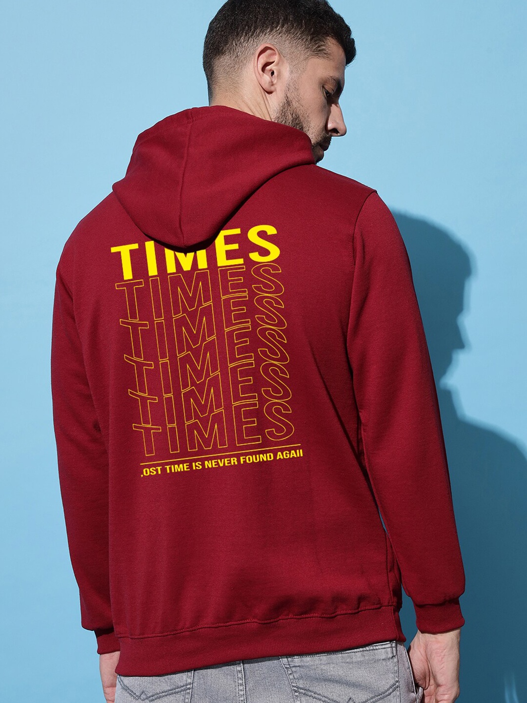 

Imsa Moda Typography Printed Fleece Pullover, Maroon