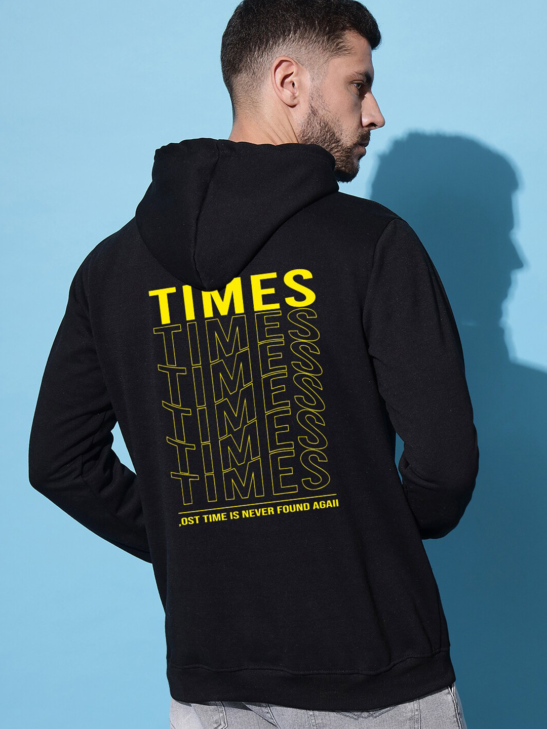

Imsa Moda Typography Printed Hooded Fleece Sweatshirt, Black