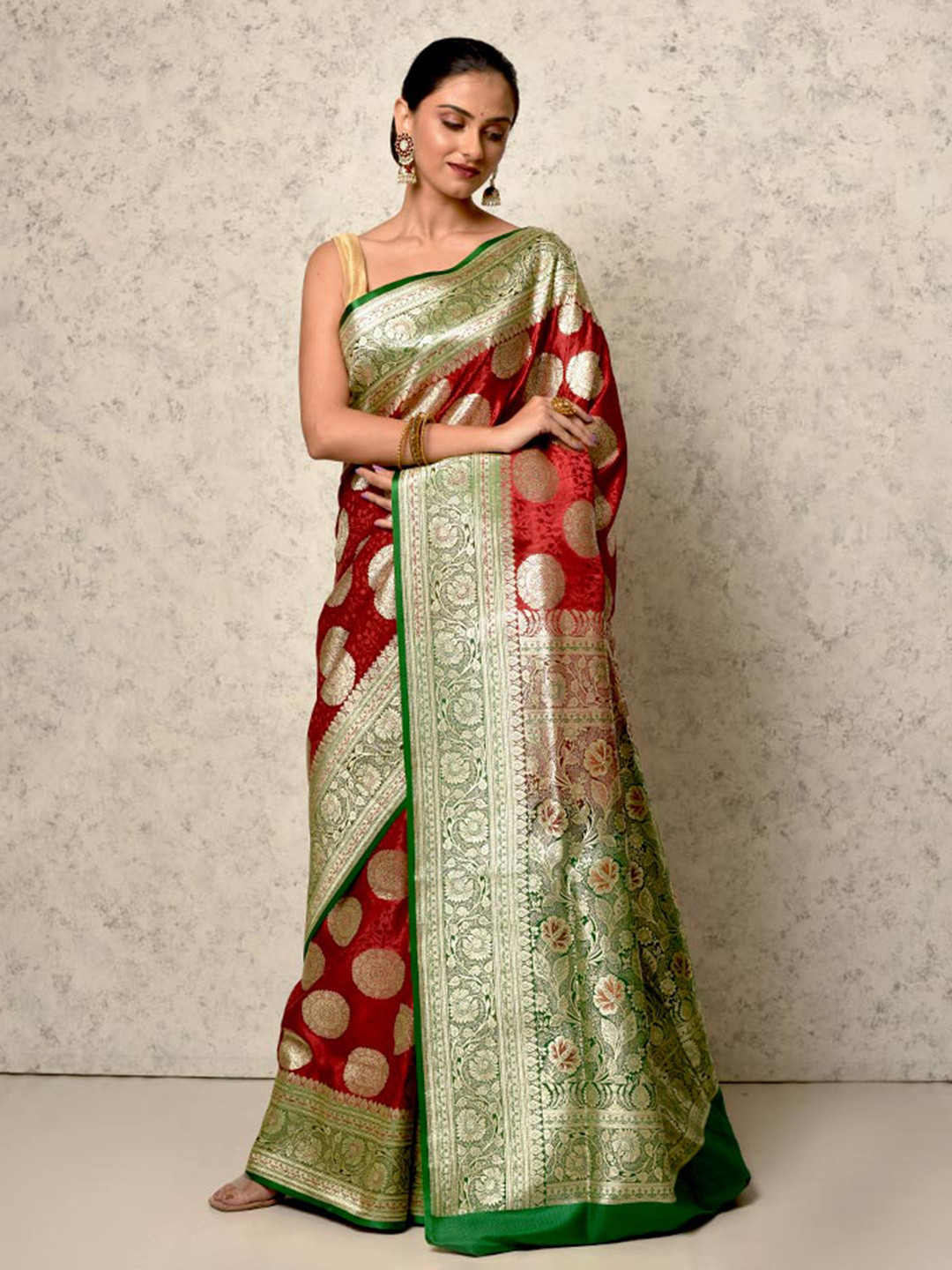 

AllSilks Ethnic Motifs Woven Design Zari Banarasi Saree, Maroon