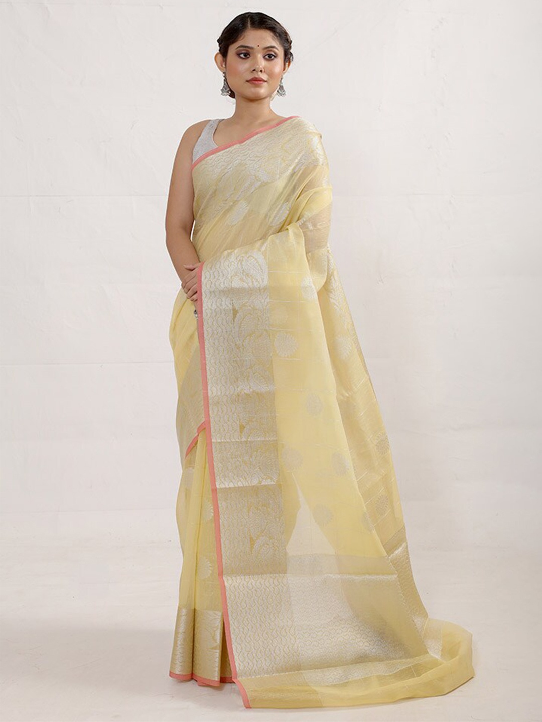 

AllSilks Woven Design Zari Saree, Yellow