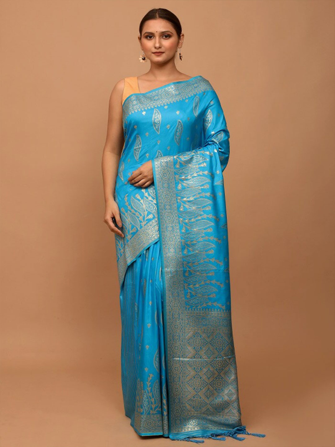 

AllSilks Woven Design Zari Saree, Blue