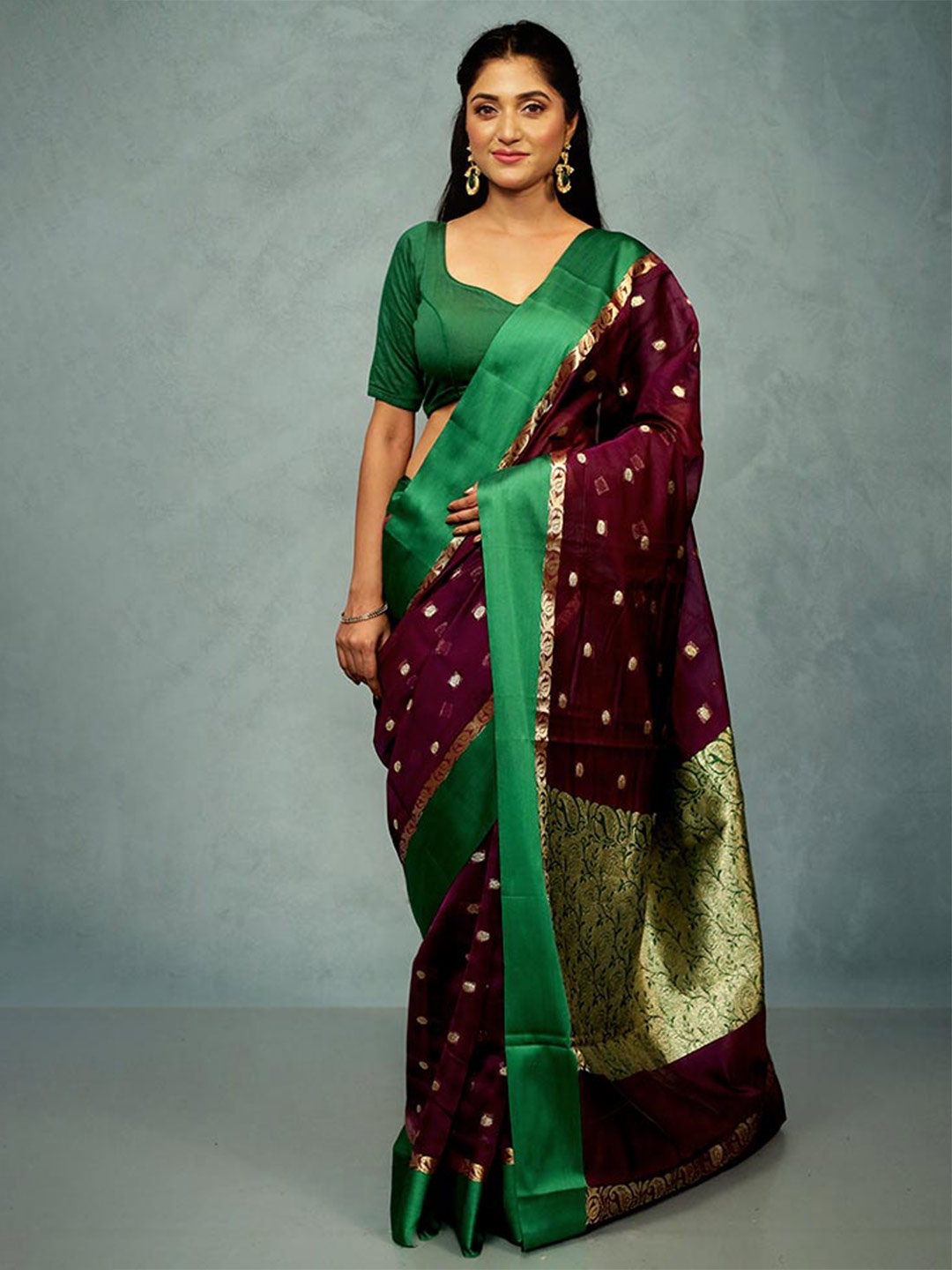 

AllSilks Ethnic Motifs Woven Design Zari Saree, Purple
