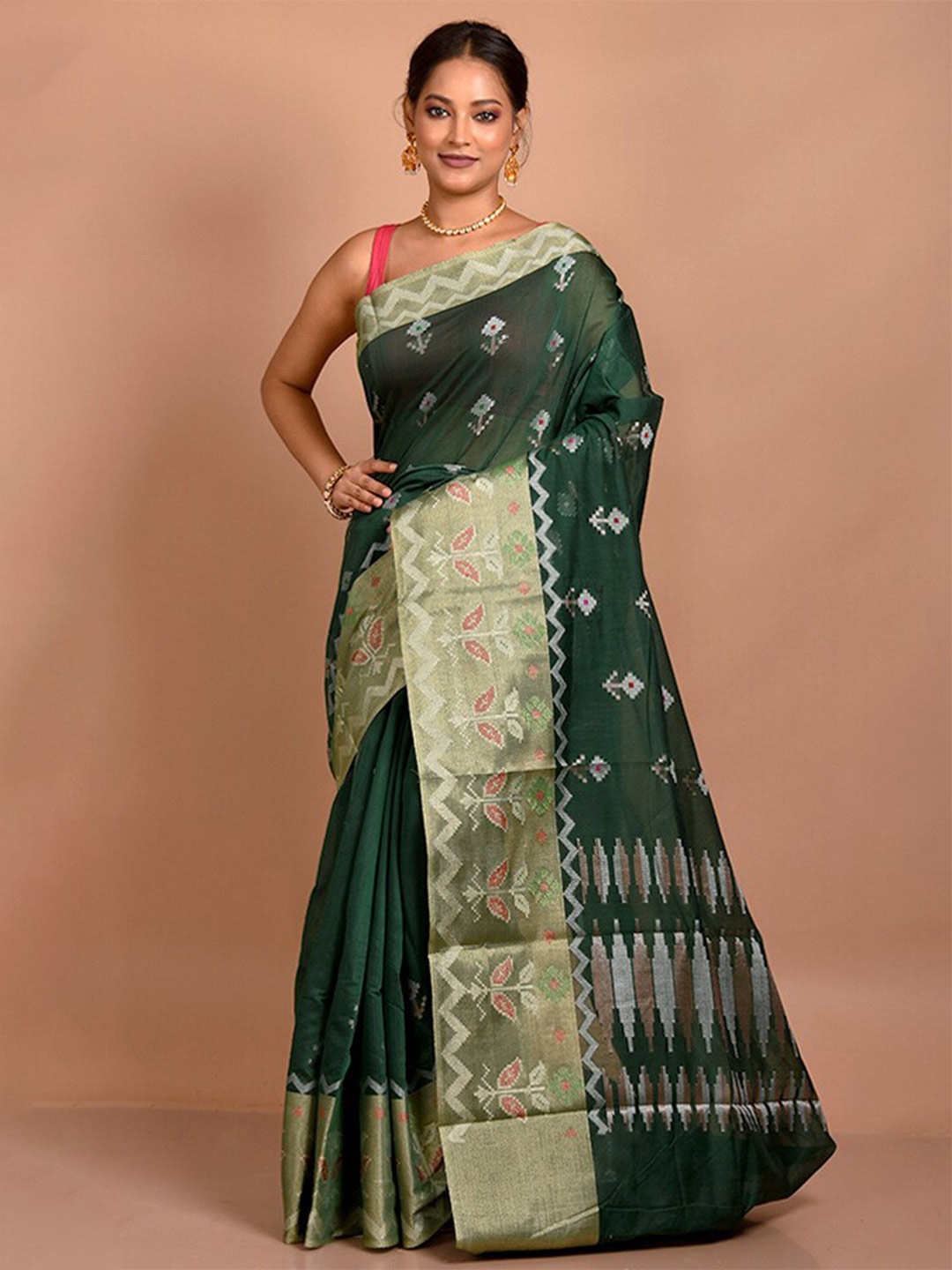 

AllSilks Ethnic Motifs Woven Design Zari Kanjeevaram Saree, Grey