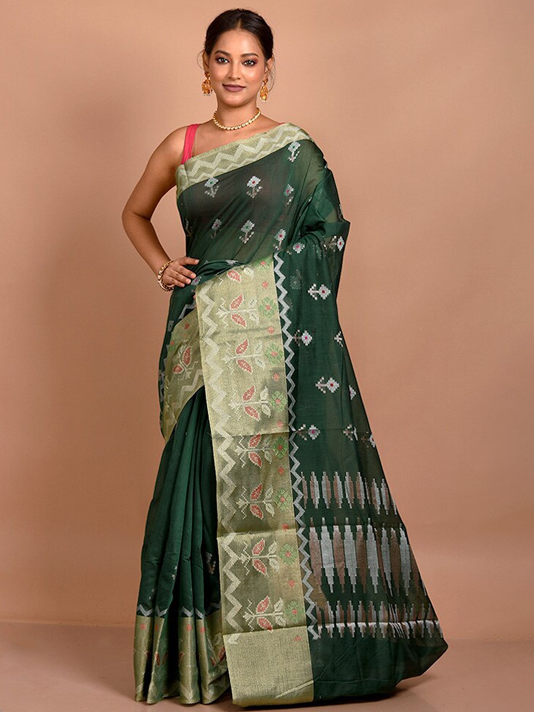 

AllSilks Woven Design Zari Saree, Green
