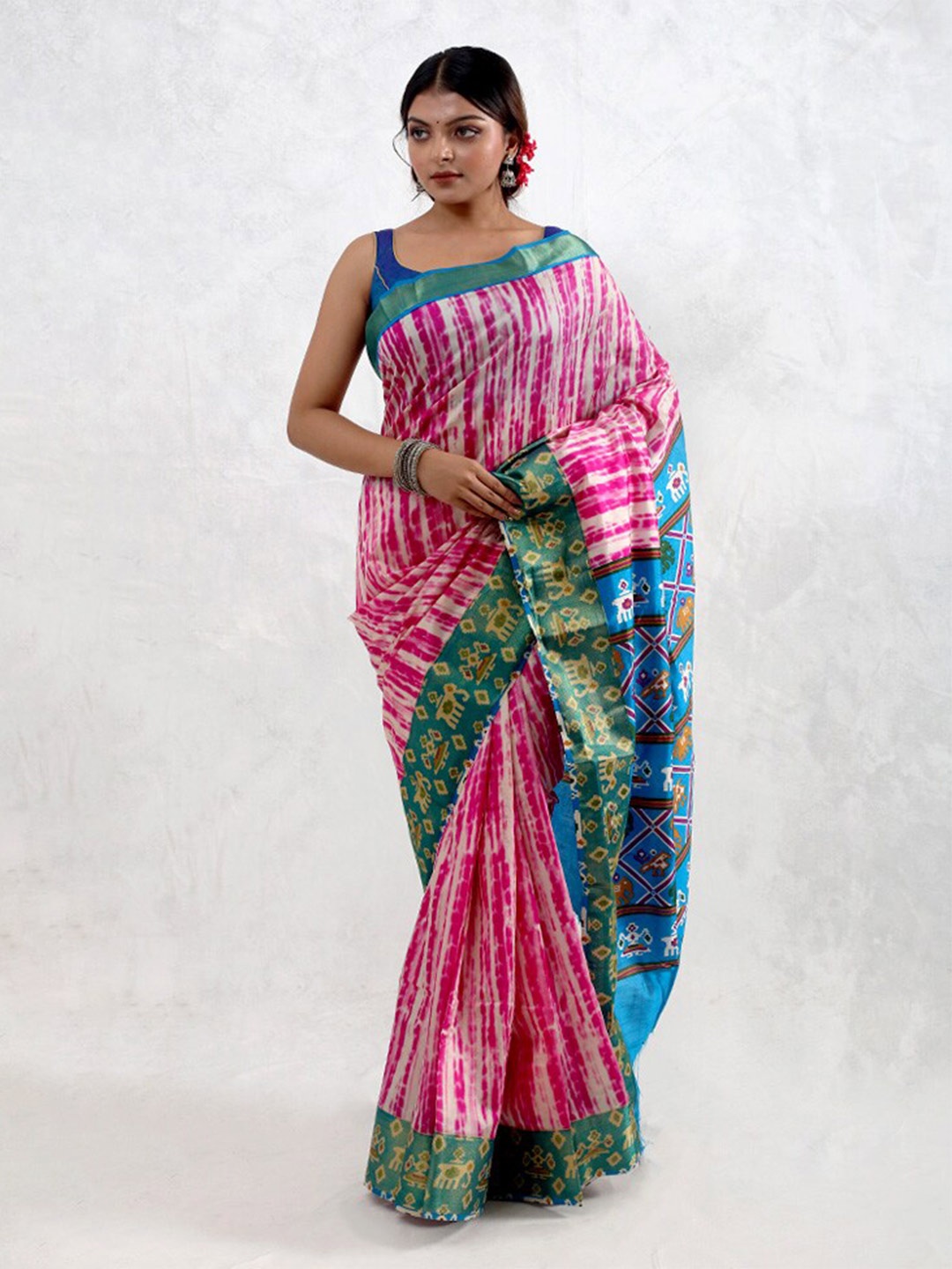 

AllSilks Ethnic Motifs Woven Designed Saree, Pink