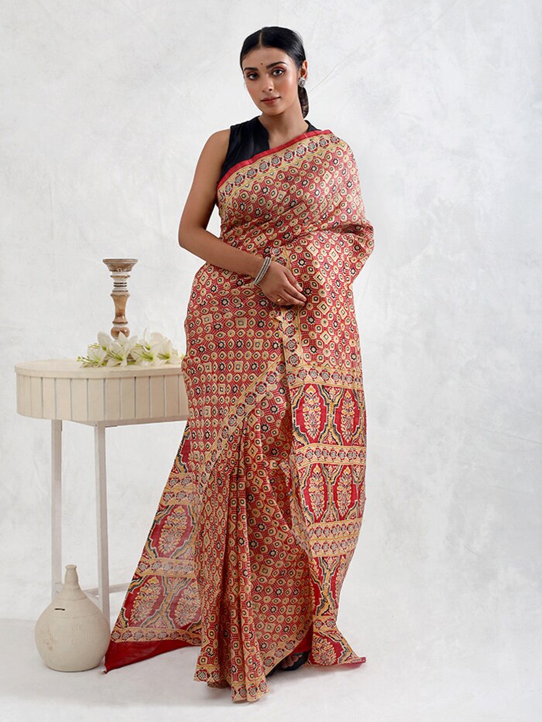 

AllSilks Ethnic Motifs Printed Pure Silk Saree, Maroon