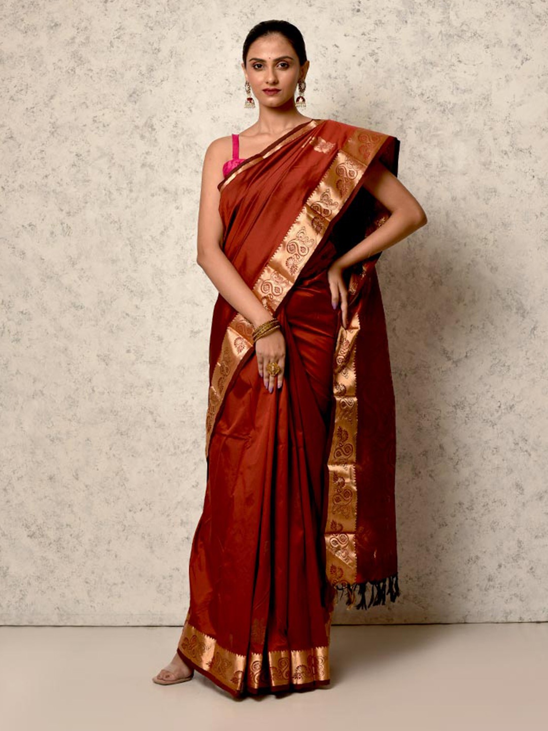 

AllSilks Kanjeevaram Zari Saree, Maroon