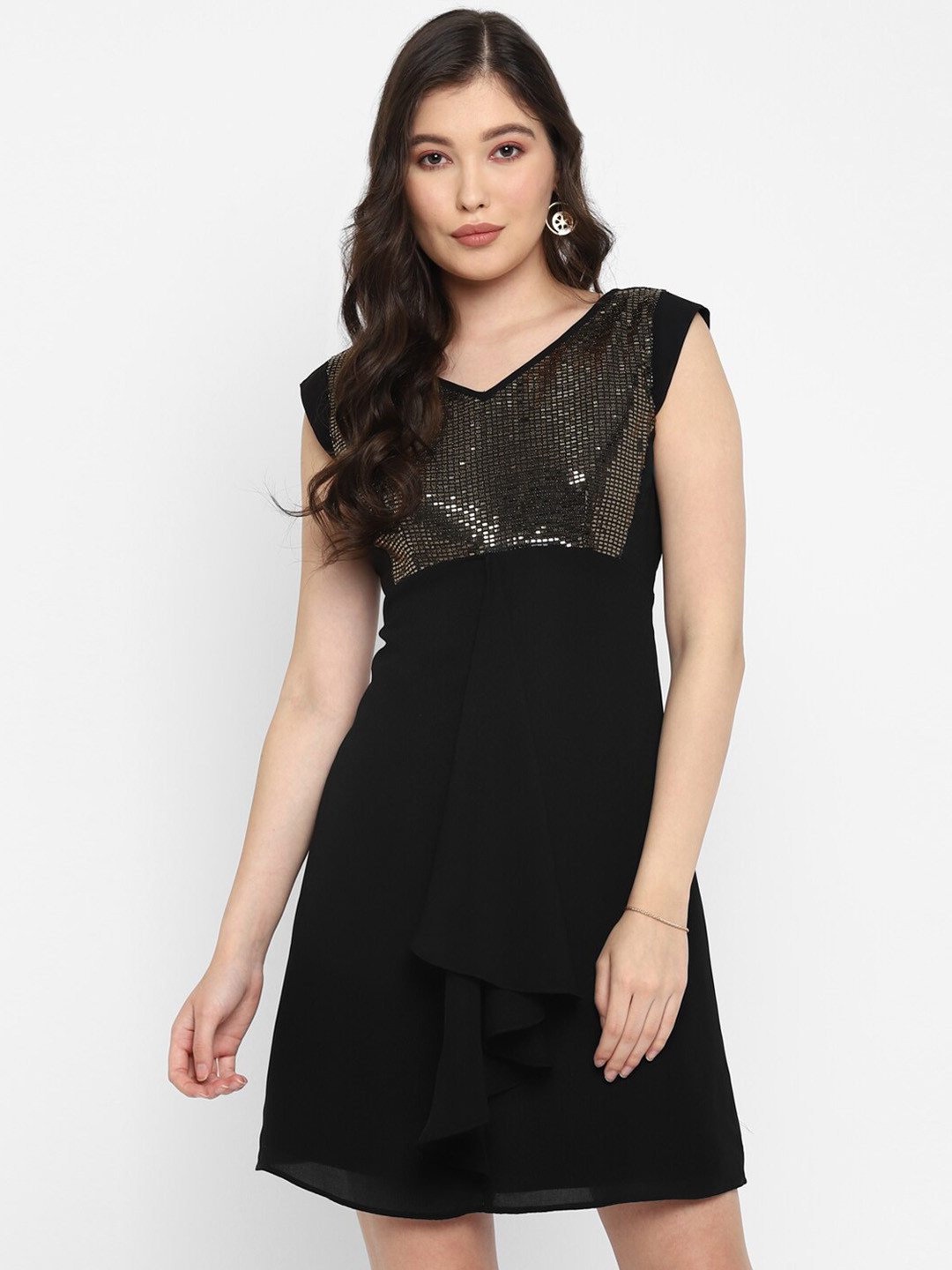 

Taurus Embellished Sequinned Detailed A-Line Dress, Black