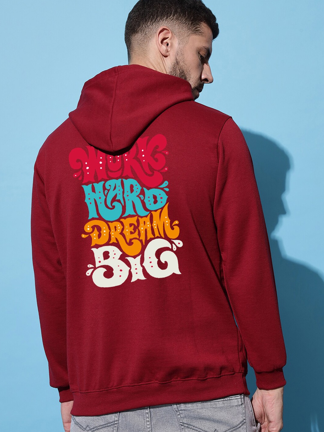 

Imsa Moda Typography Printed Hooded Fleece Sweatshirt, Maroon