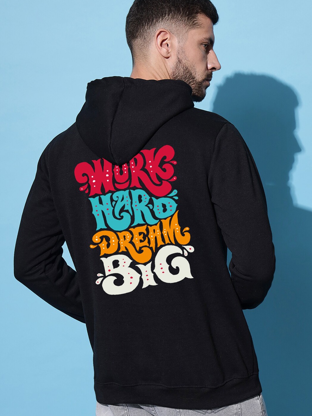 

Imsa Moda Typography Printed Hooded Fleece Sweatshirt, Black