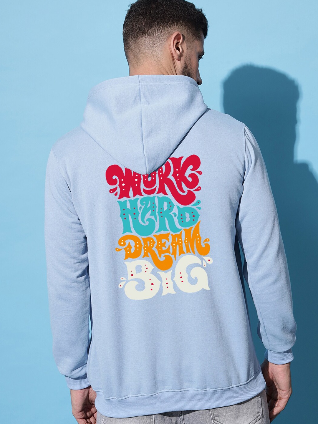 

Imsa Moda Typography Printed Hooded Fleece Sweatshirt, Blue