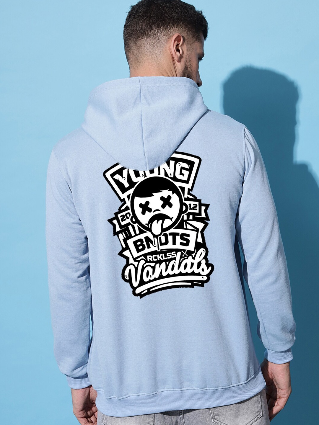 

Imsa Moda Typography Printed Hooded Fleece Sweatshirt, Blue