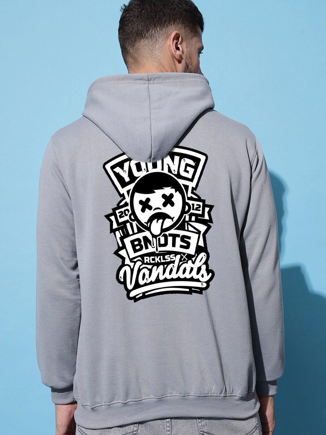 

Imsa Moda Typography Printed Hooded Fleece Sweatshirt, Grey