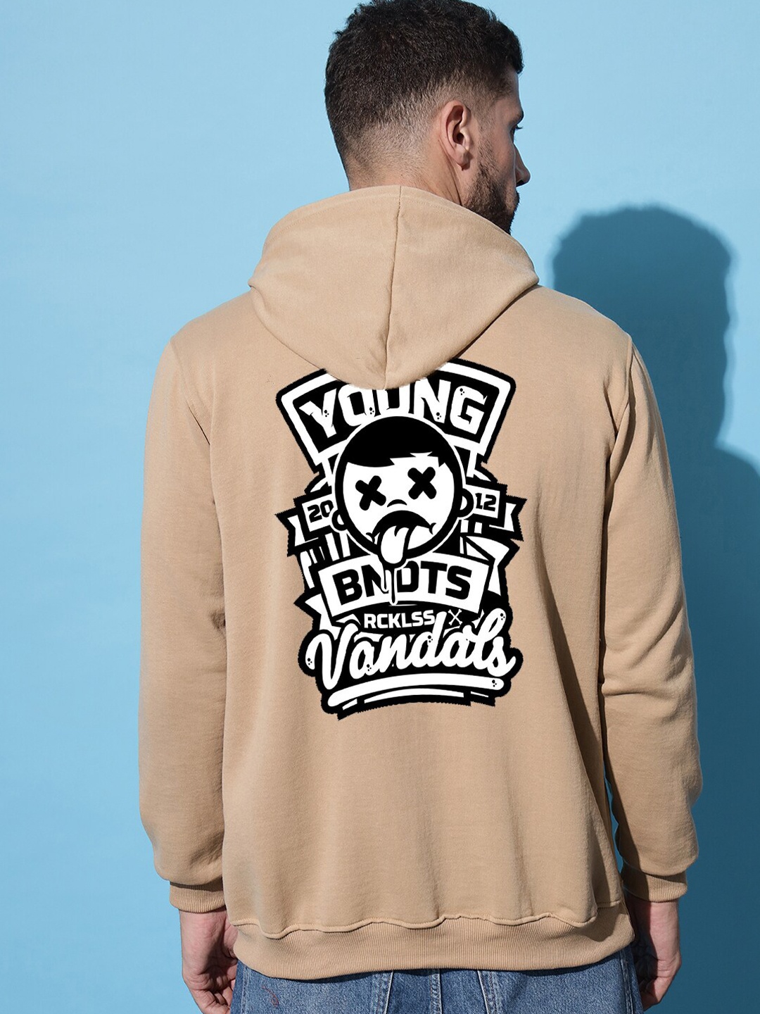 

Imsa Moda Typography Printed Hooded Fleece Sweatshirt, Beige