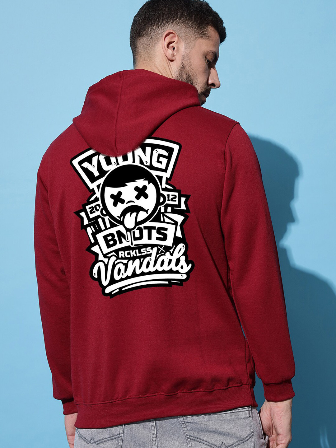 

Imsa Moda Typography Printed Hooded Fleece Sweatshirt, Maroon
