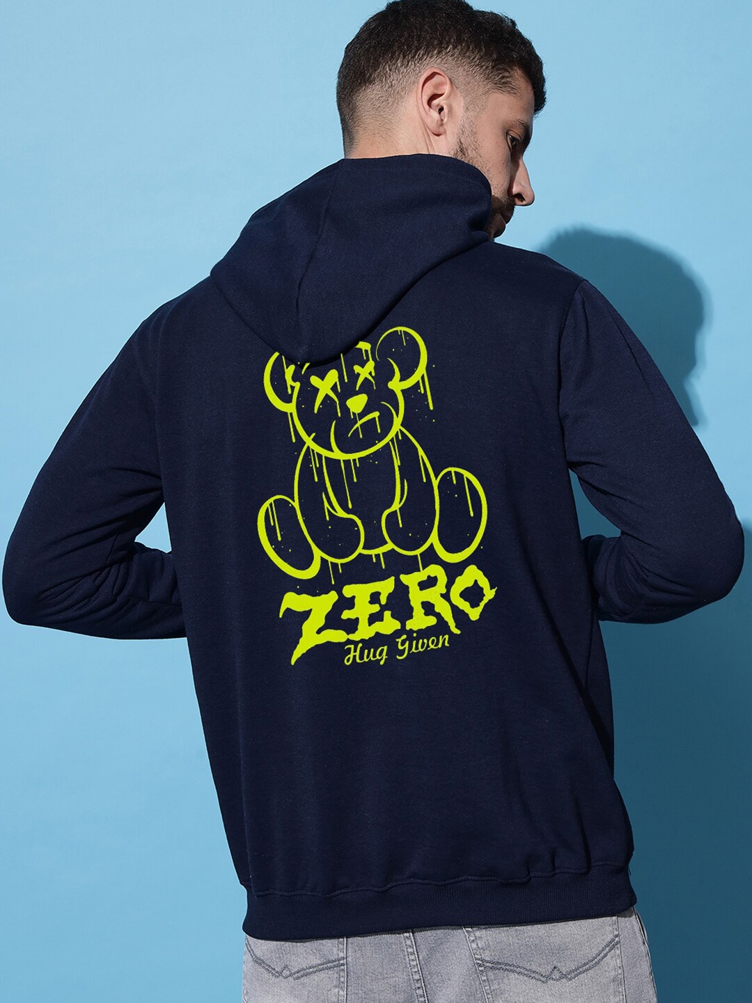 

Imsa Moda Graphic Printed Hooded Fleece Pullover, Navy blue